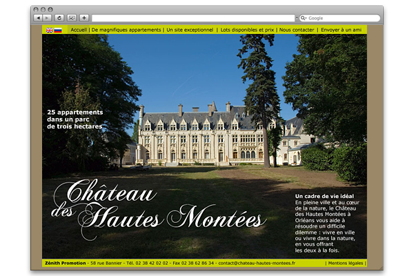 Réalisation du site internet Château des Hautes Montées à Orléans